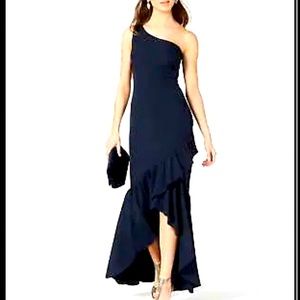 Vince Camuto NWOT Women's Navy One Shoulder Ruffle Gown Dress 8